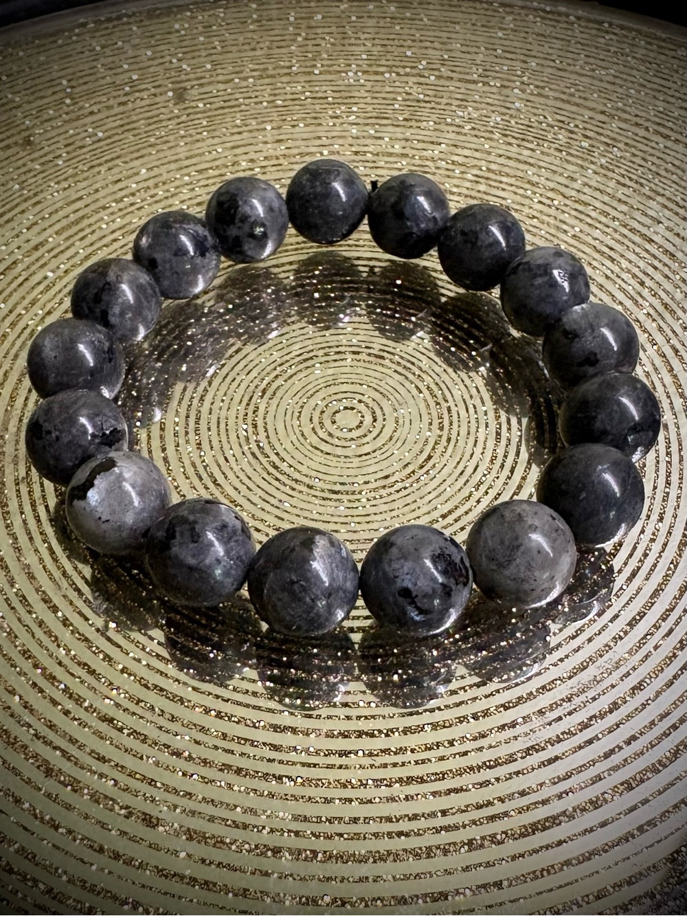 Larvikite Chunky Beaded Stretch Bracelet